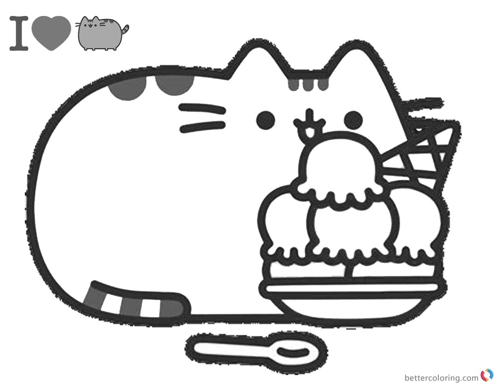 Pusheen Coloring Pages Pusheen Coloring Pages Yummy Iceream Free