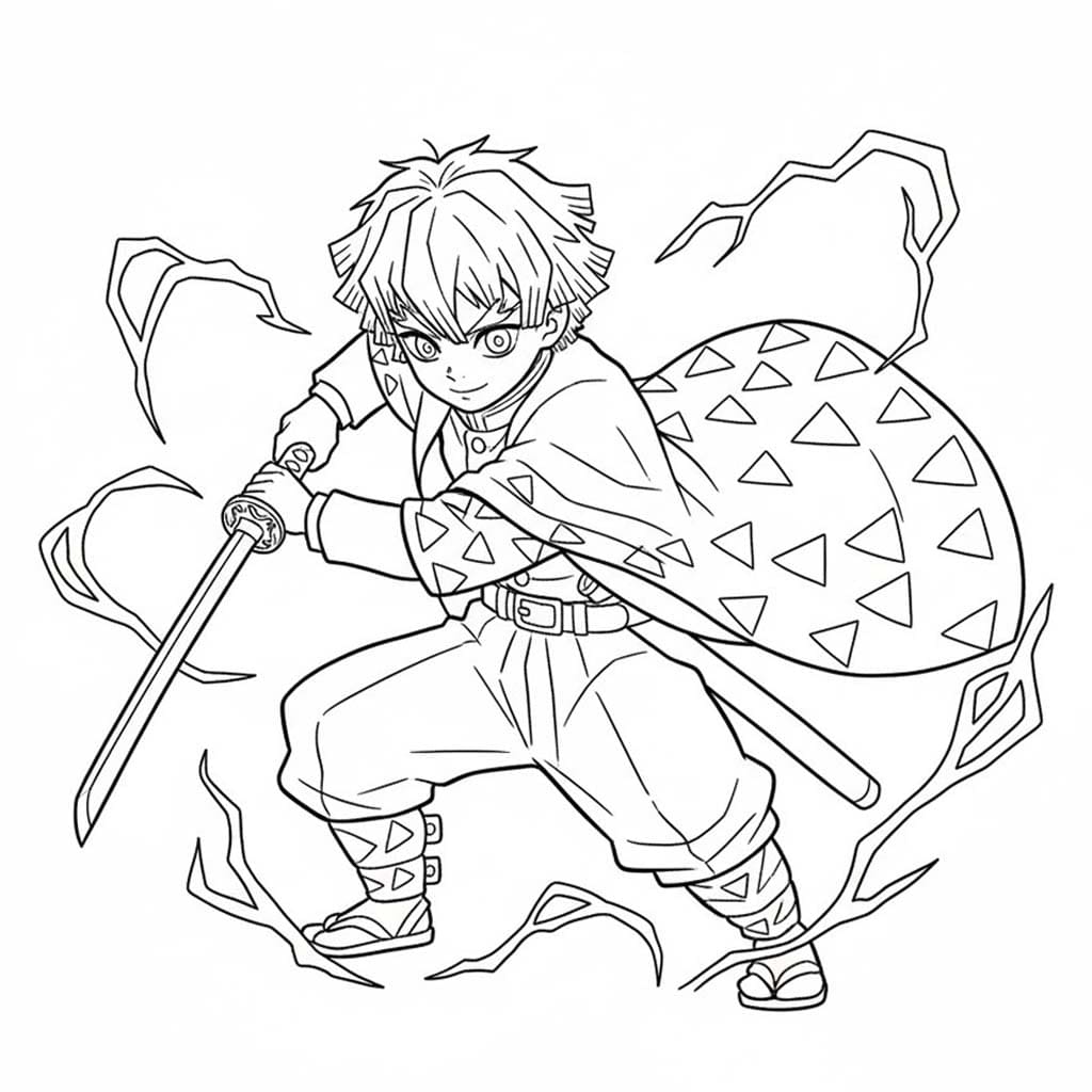 あがつまぜんいつ 3 ぬりえ