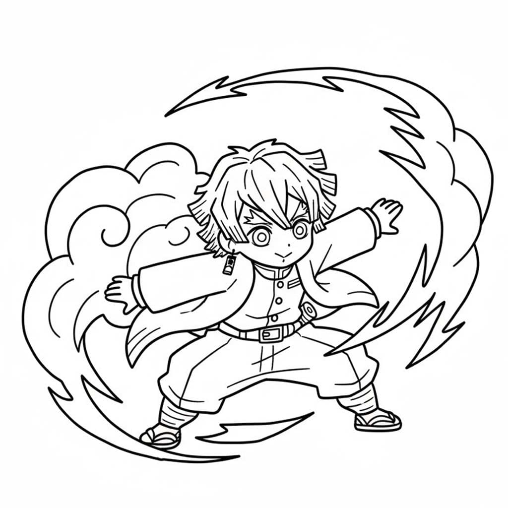 我妻善逸 1 ぬりえ