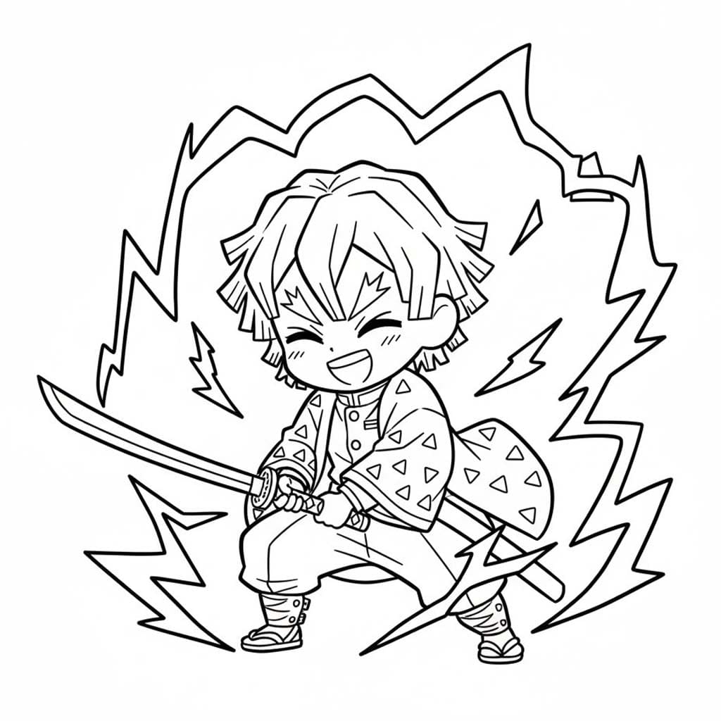 我妻善逸 印刷可能 ぬりえ