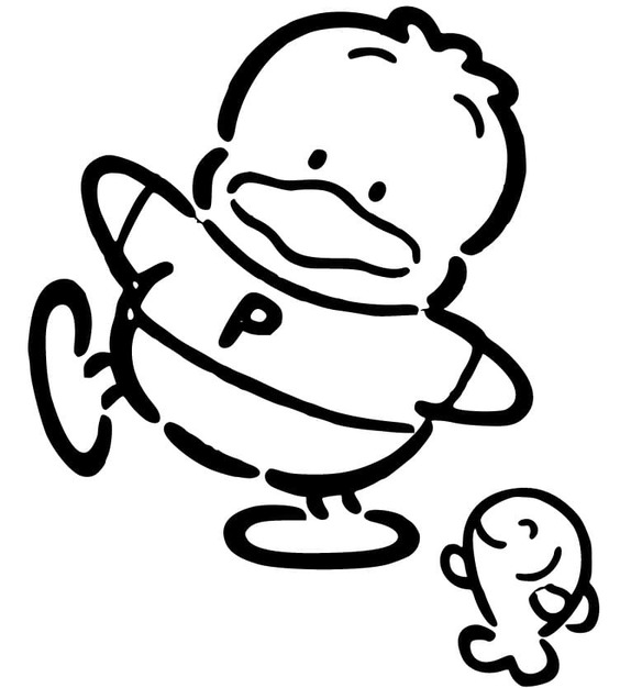 あひるのペックル そして魚 ぬりえ