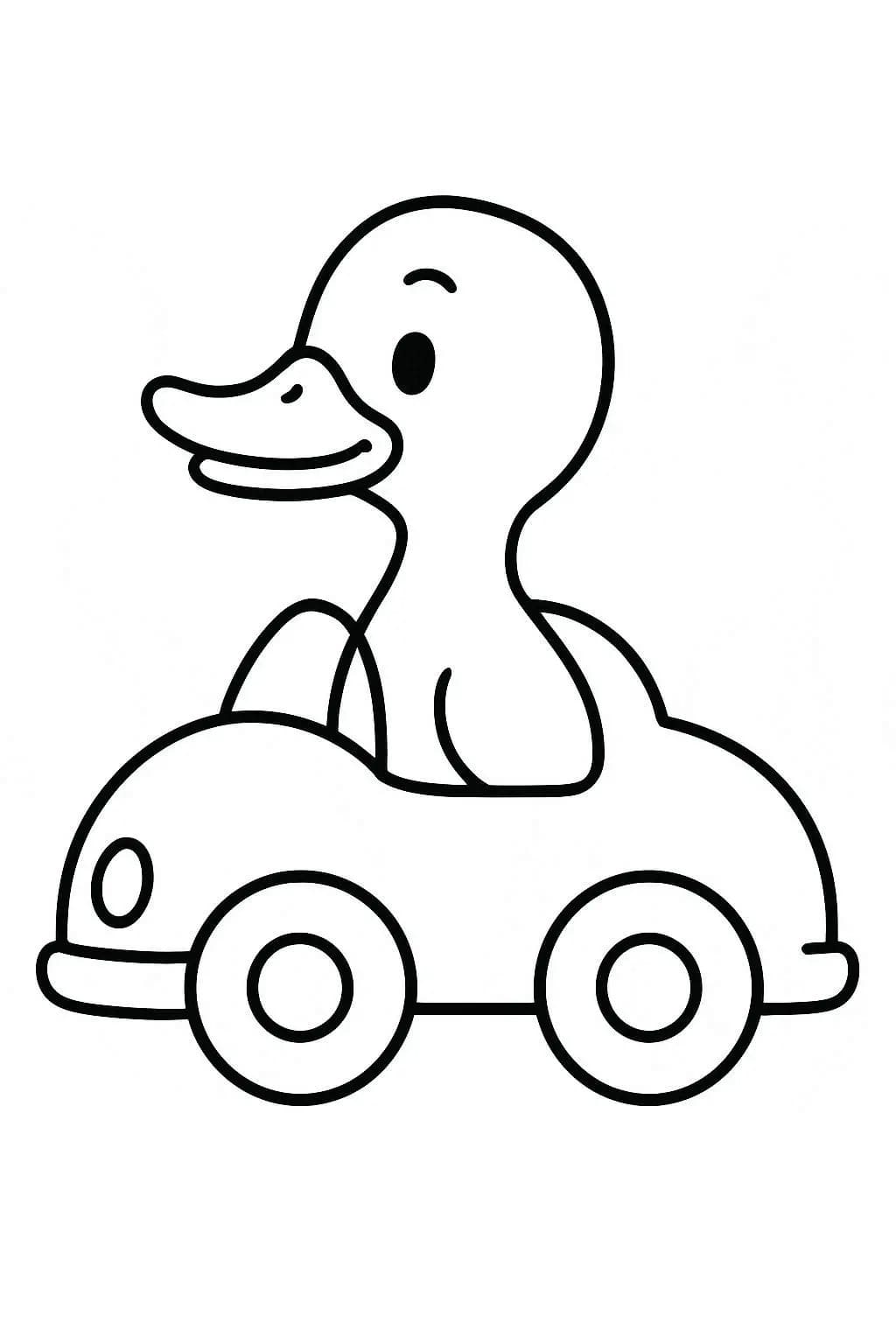 アヒル 車を運転する ぬりえ
