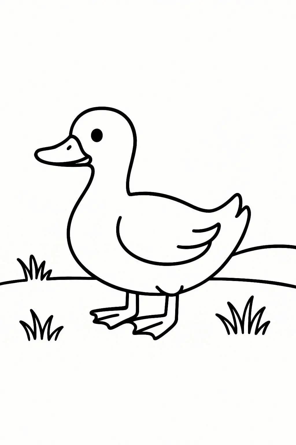 アヒル 芝生の上 ぬりえ