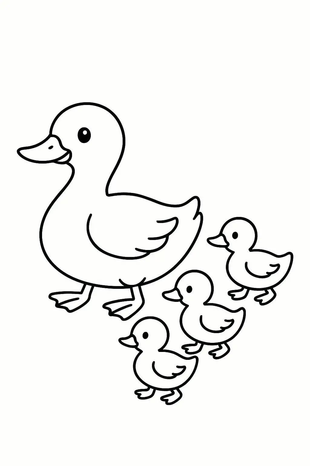 アヒル そしてアヒルの子たち ぬりえ