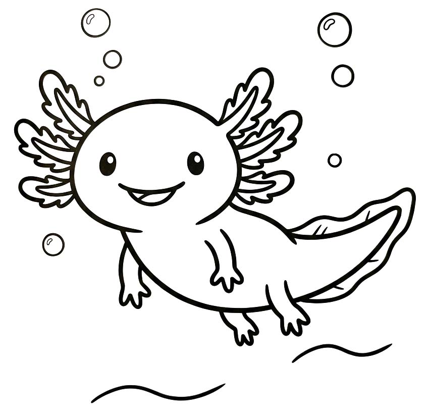 アホロートル 描く ぬりえ