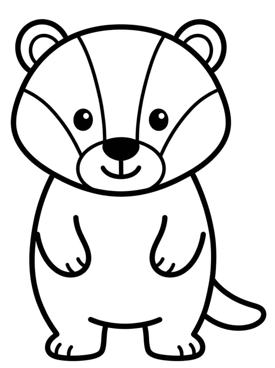 アナグマ 簡単 ぬりえ