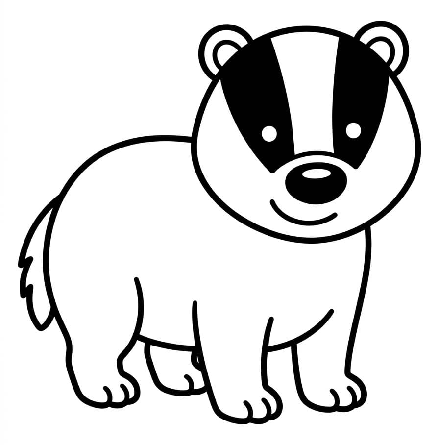 アナグマ 基本的な ぬりえ