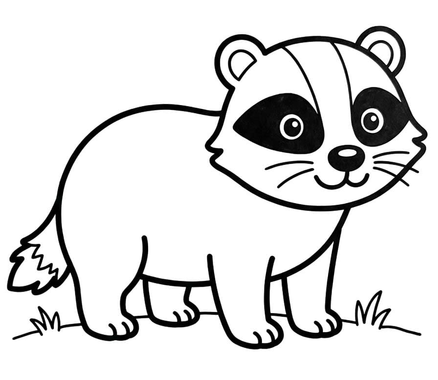 アナグマ 単純 ぬりえ