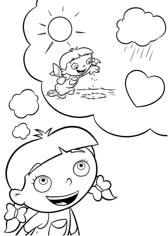 アニーは考えている ぬりえ