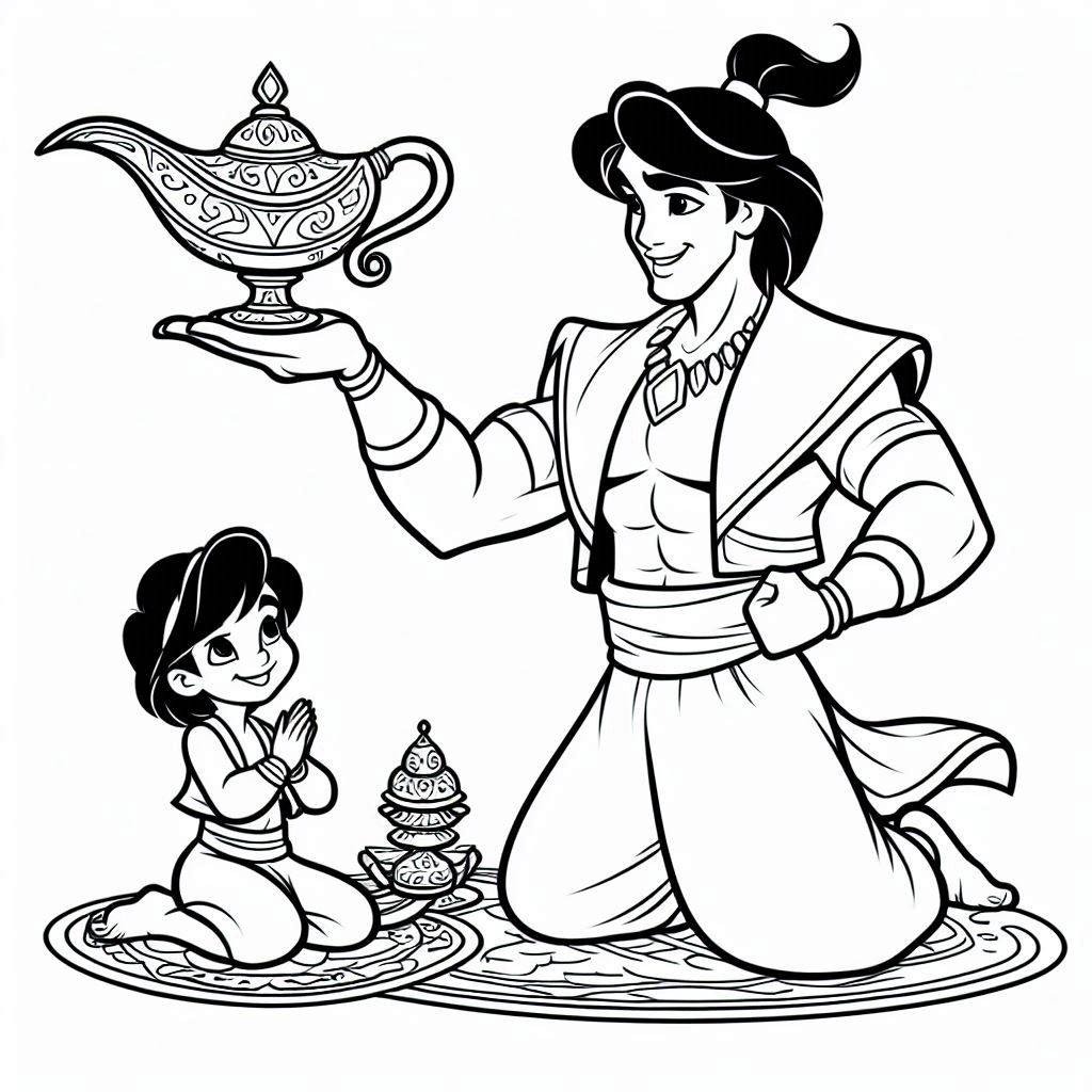 アラジン 無料の基本 ぬりえ