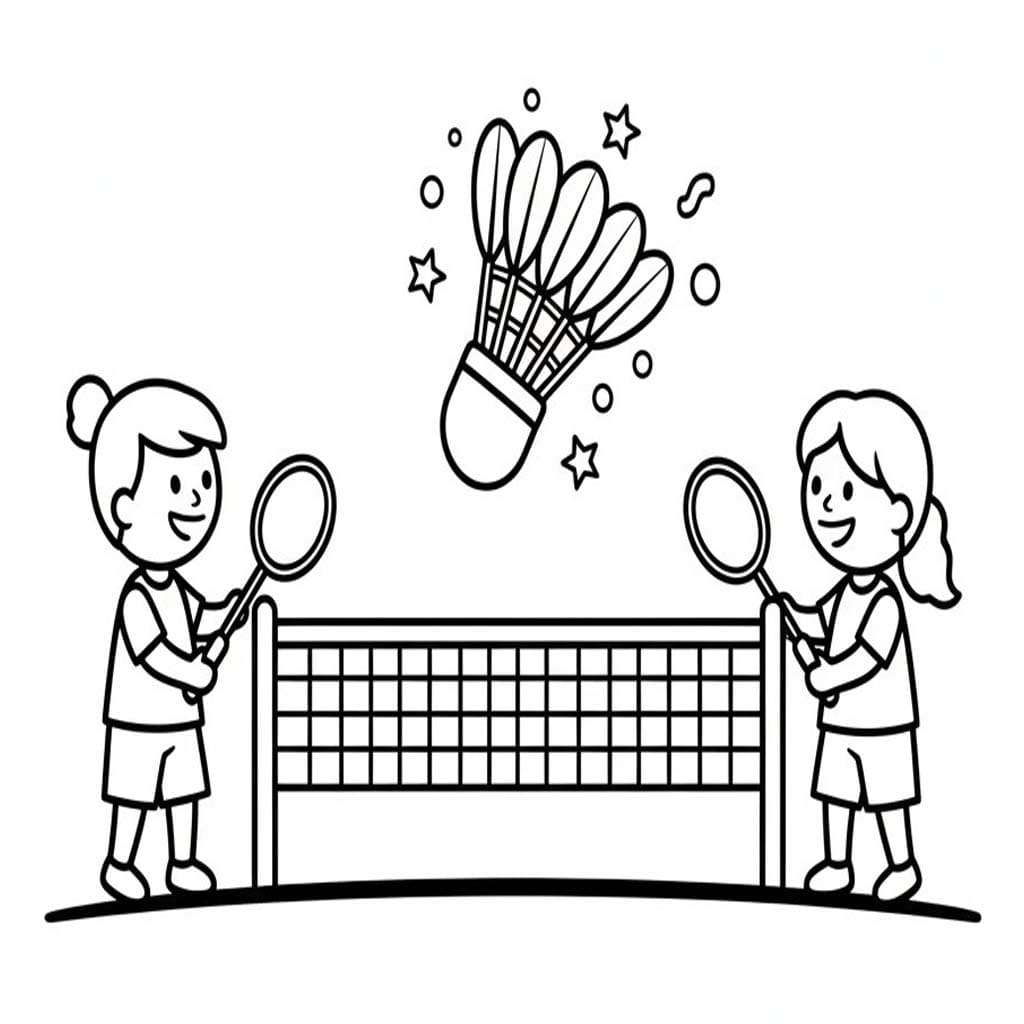 バドミントン 基本的な ぬりえ
