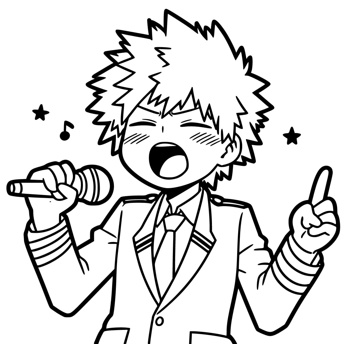 爆豪勝己 歌う ぬりえ