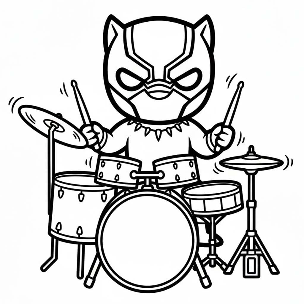 ブラックパンサー 基本的な ぬりえ