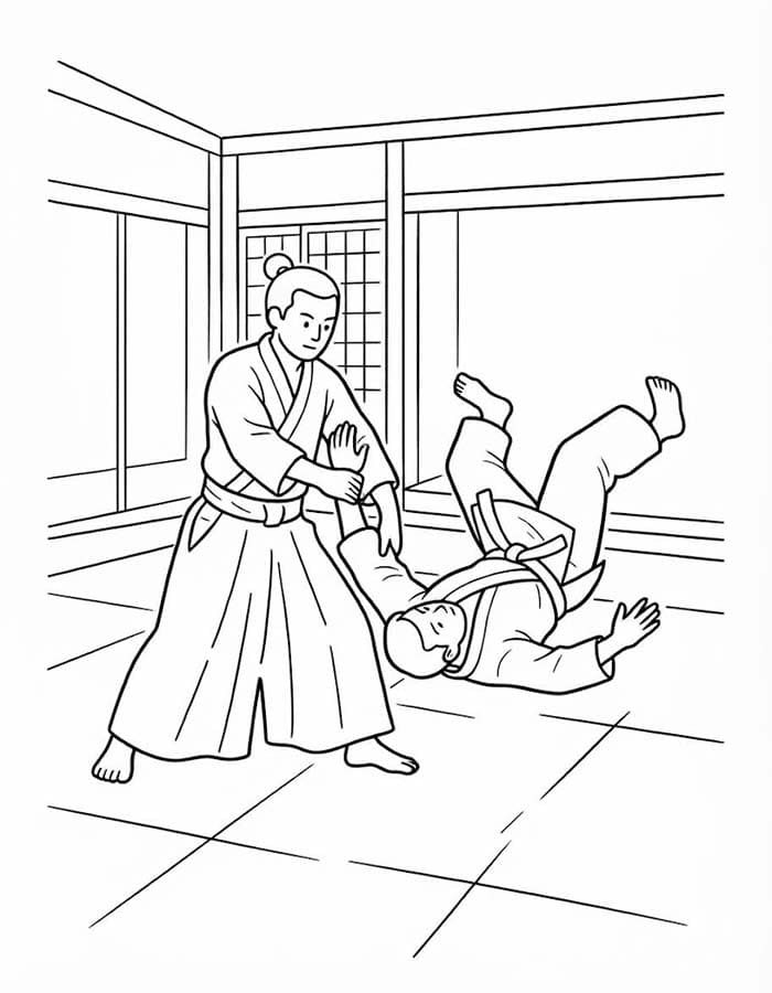 描画 合気道 ぬりえ