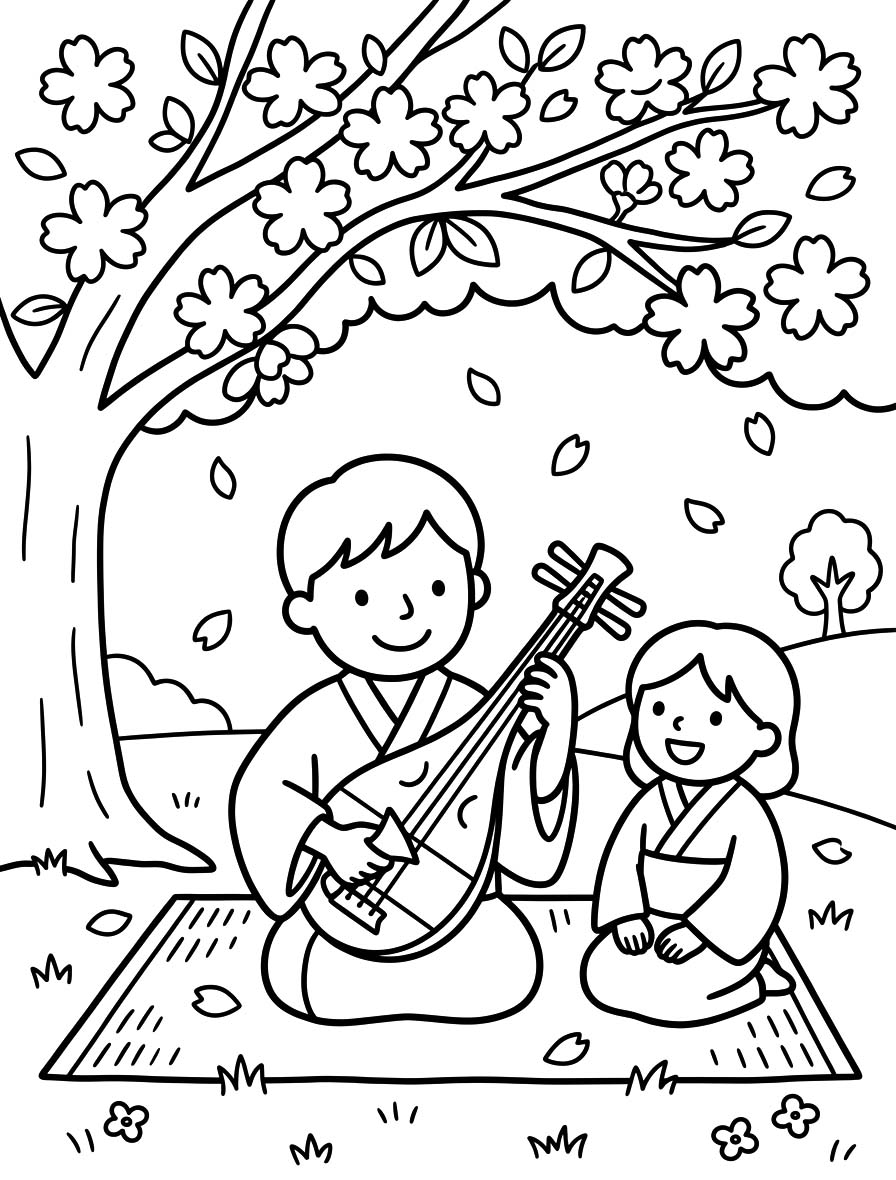 描画 琵琶 無料 ぬりえ