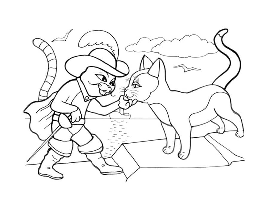 描画 長ぐつをはいたネコ 無料 ぬりえ