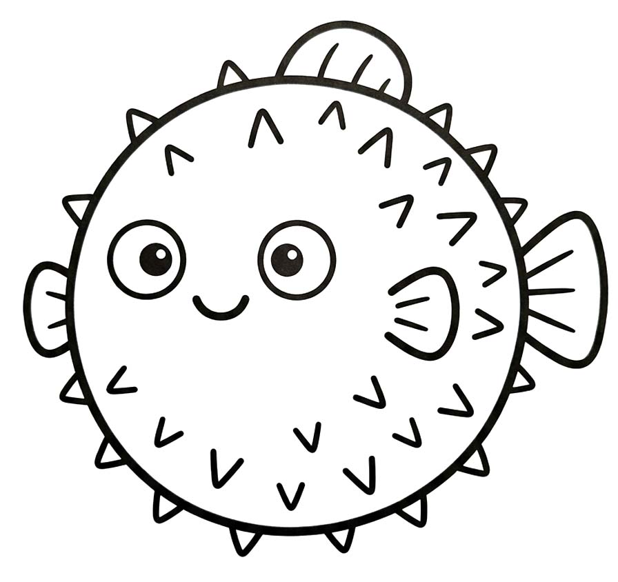 描画 フグ 印刷可能 ぬりえ