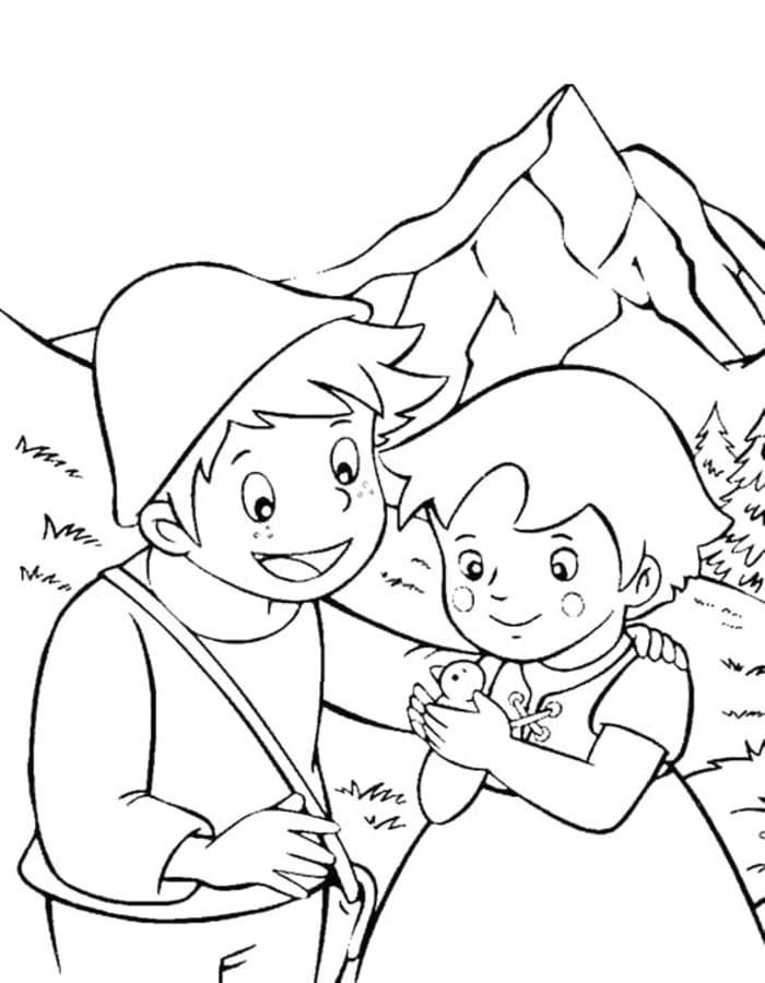 描画 ハイジ 印刷可能 ぬりえ