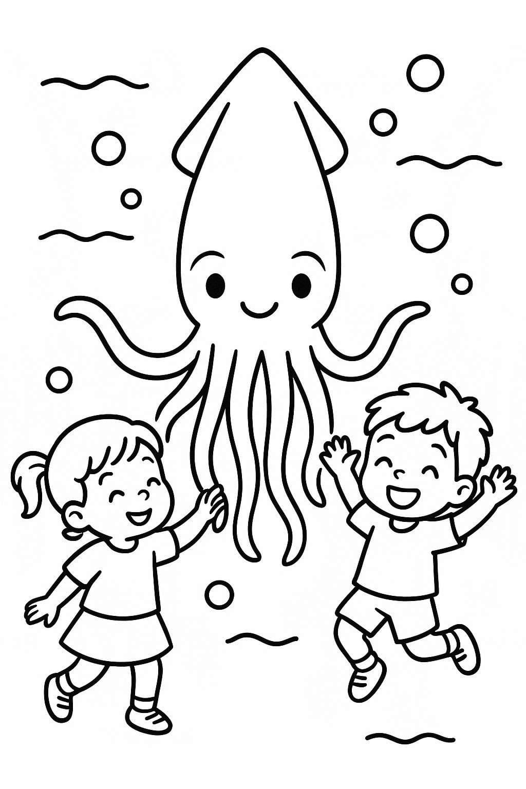 描画 イカ 印刷可能 ぬりえ