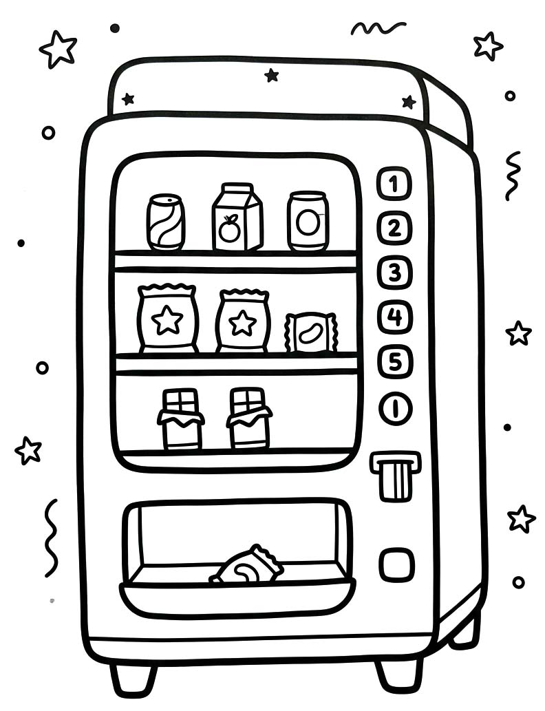 描画 自動販売機 印刷可能 ぬりえ