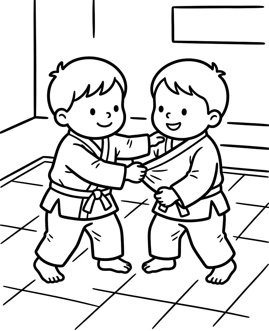 描画 柔道 印刷可能 ぬりえ
