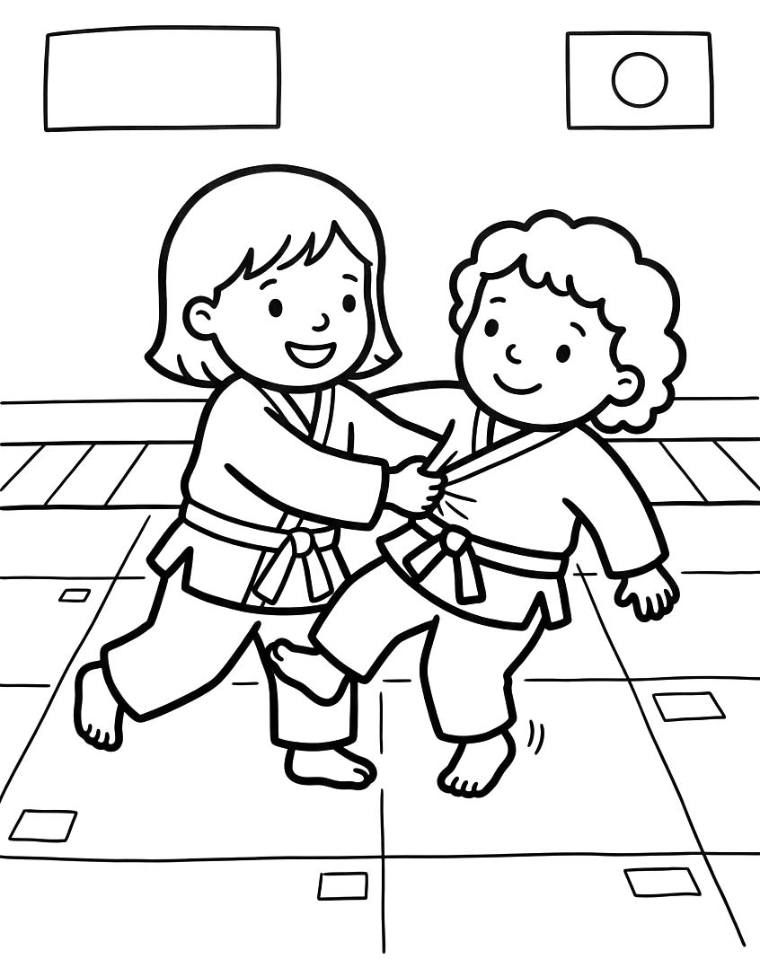 描画 柔道 無料 ぬりえ