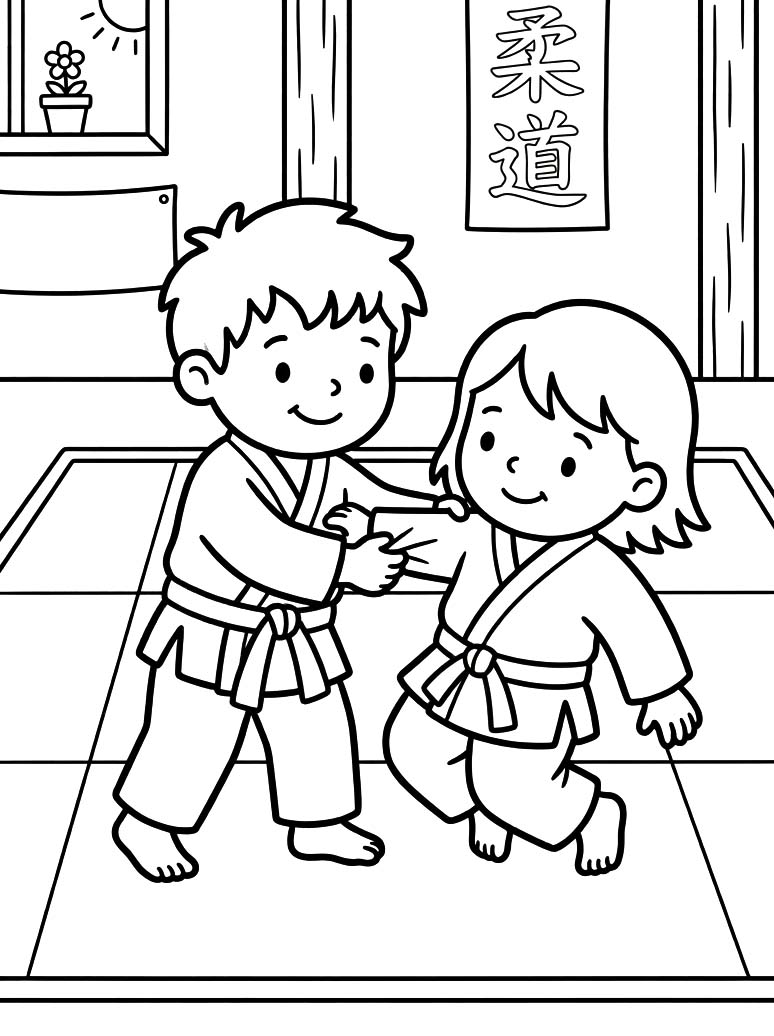 描画 柔道 ぬりえ