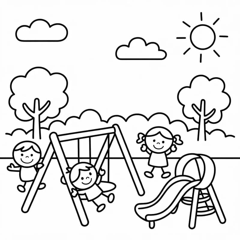 描画 公園 印刷可能 ぬりえ
