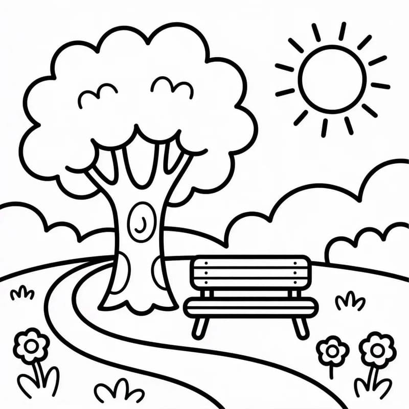 描画 公園 ぬりえ