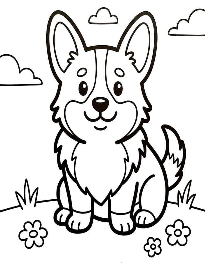描画 コーギー 無料 ぬりえ