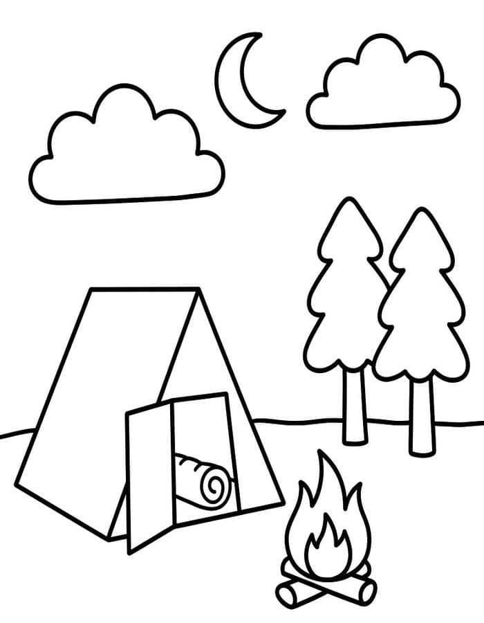 描画 キャンプ 無料 ぬりえ