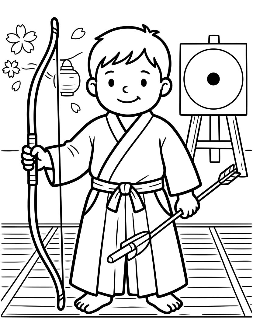 描画 弓道 無料 ぬりえ