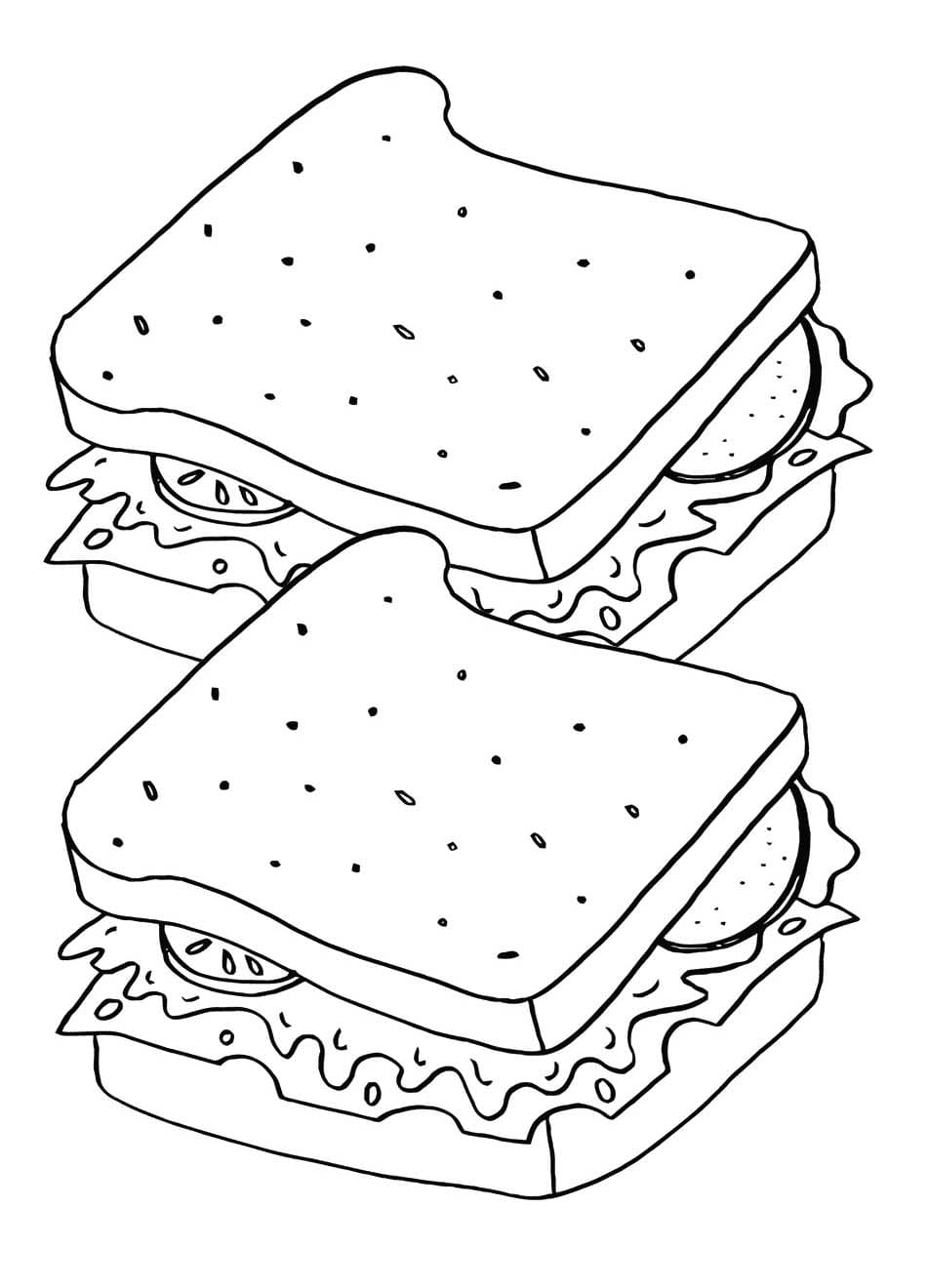 描画 二 サンドイッチ ぬりえ