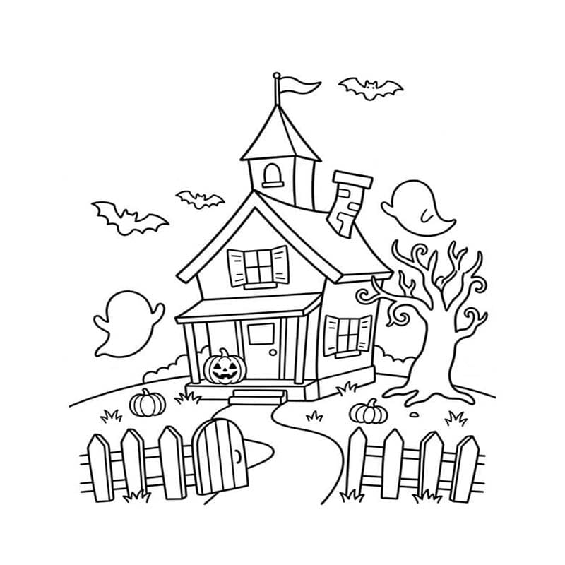 描画 お化け屋敷 ぬりえ