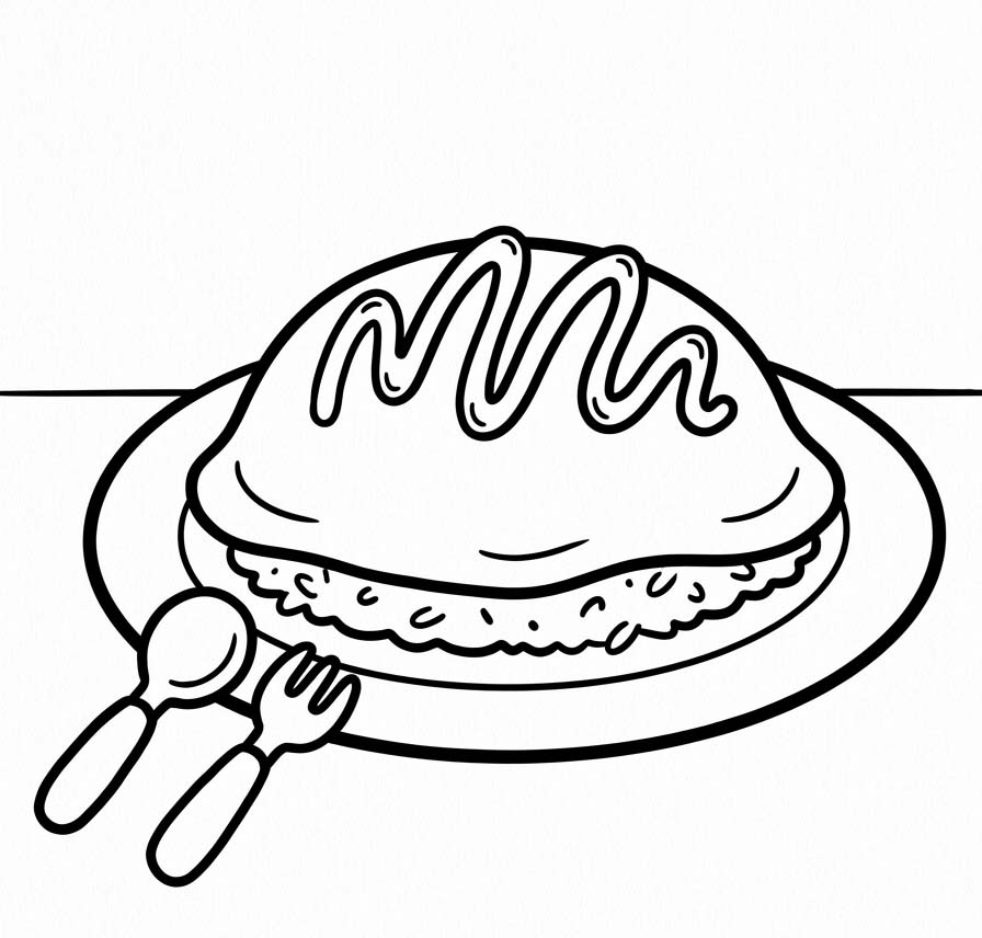 描画 オムライス 印刷可能 ぬりえ