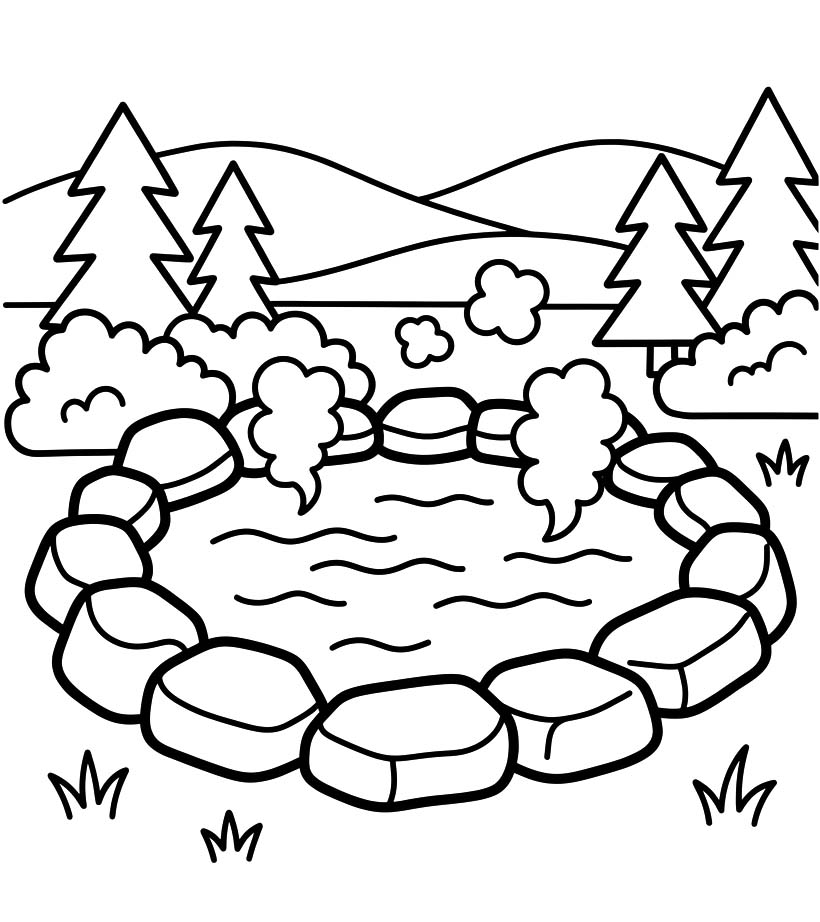 描画 温泉 ぬりえ