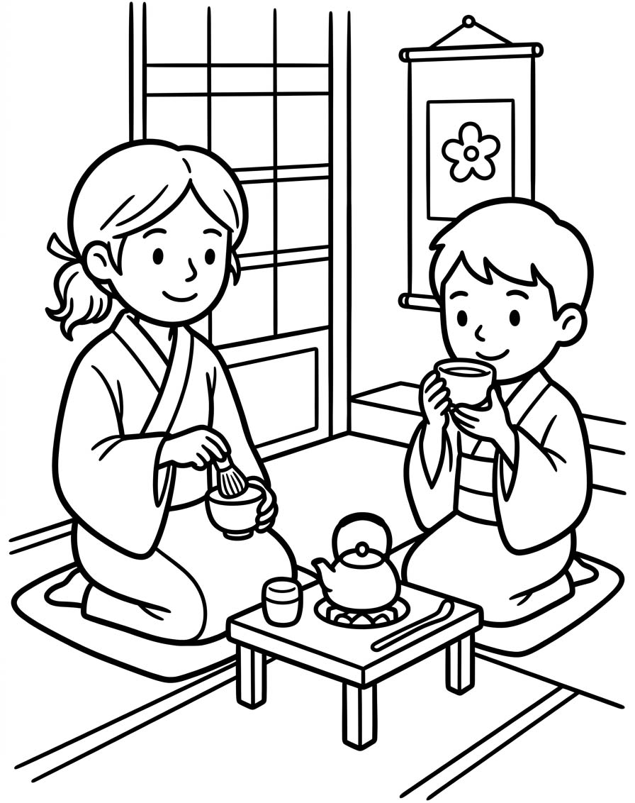 茶道 ぬりえ ぬりえ
