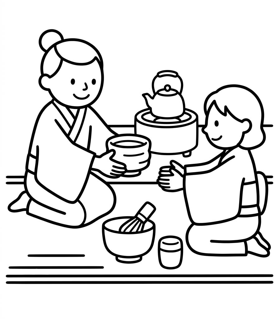 描画 茶道 無料 ぬりえ