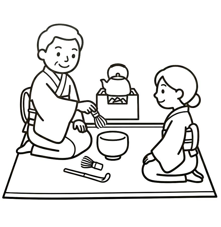 描画 茶道 ぬりえ