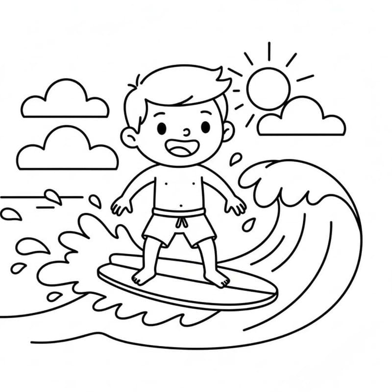 描画 サーフィン 印刷可能 ぬりえ