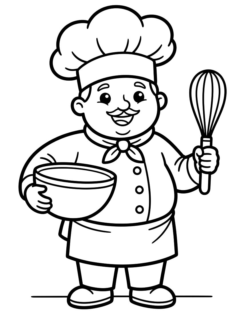 描画 シェフ 無料 ぬりえ