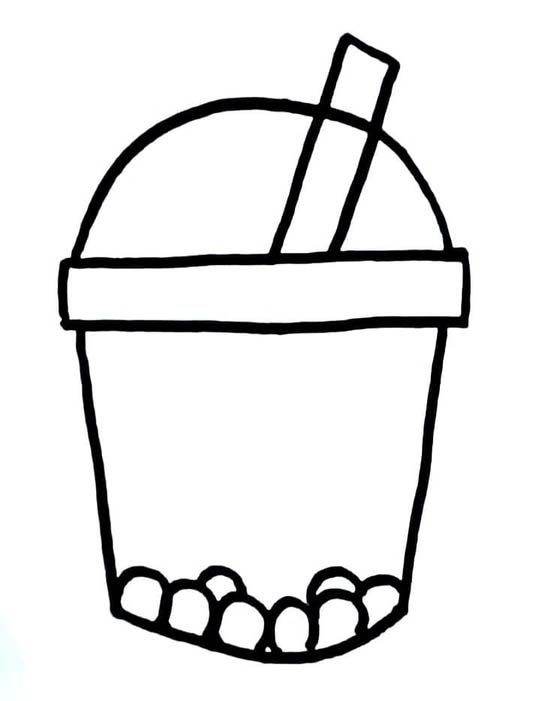 描画 タピオカティー ぬりえ