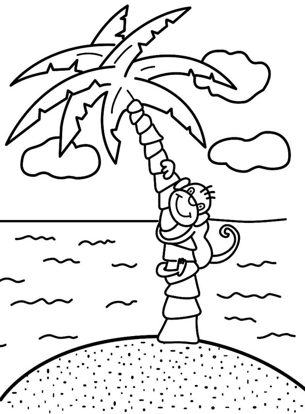 描画 ヤシの木 印刷可能 ぬりえ