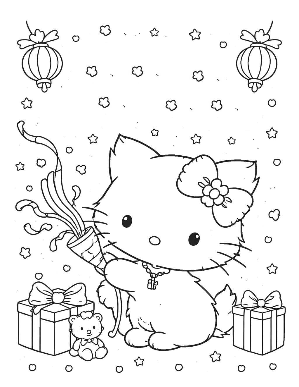 チャーミーキティ あけましておめでとう ぬりえ