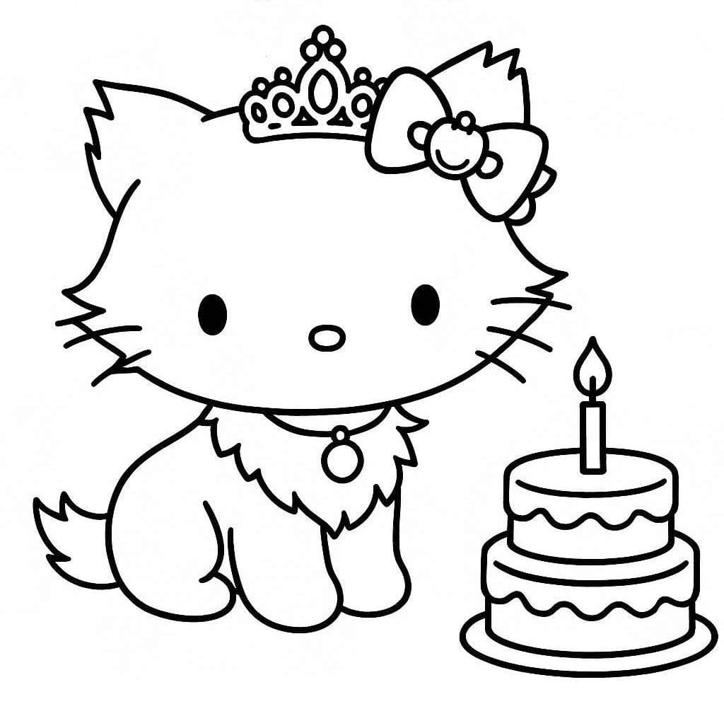 チャーミーキティ お誕生日おめでとう ぬりえ