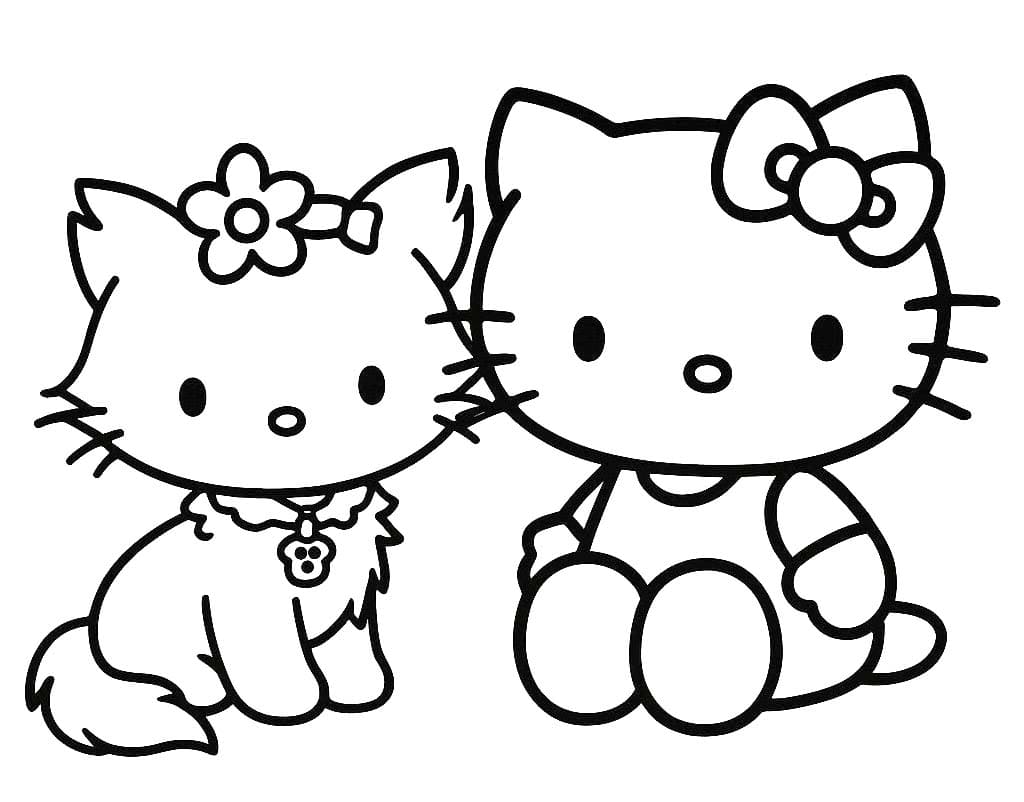 チャーミーキティそしてハローキティ ぬりえ