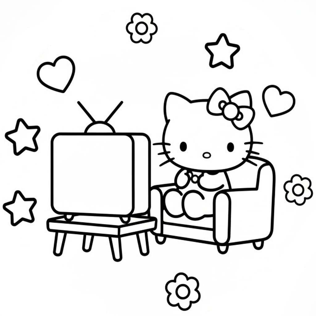 チャーミーキティ テレビを見る ぬりえ
