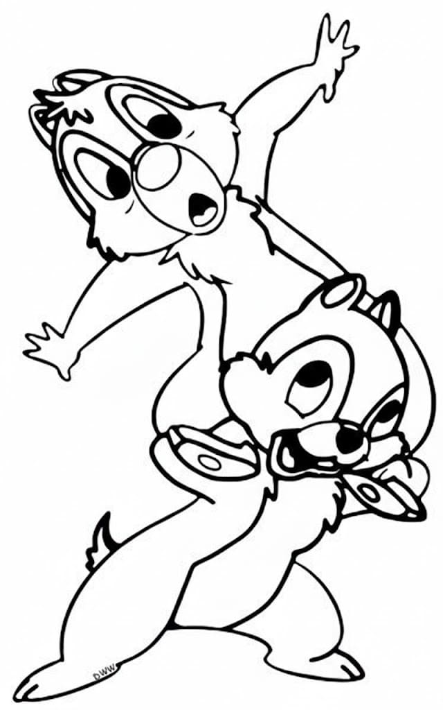 チップとデール 印刷可能 ぬりえ