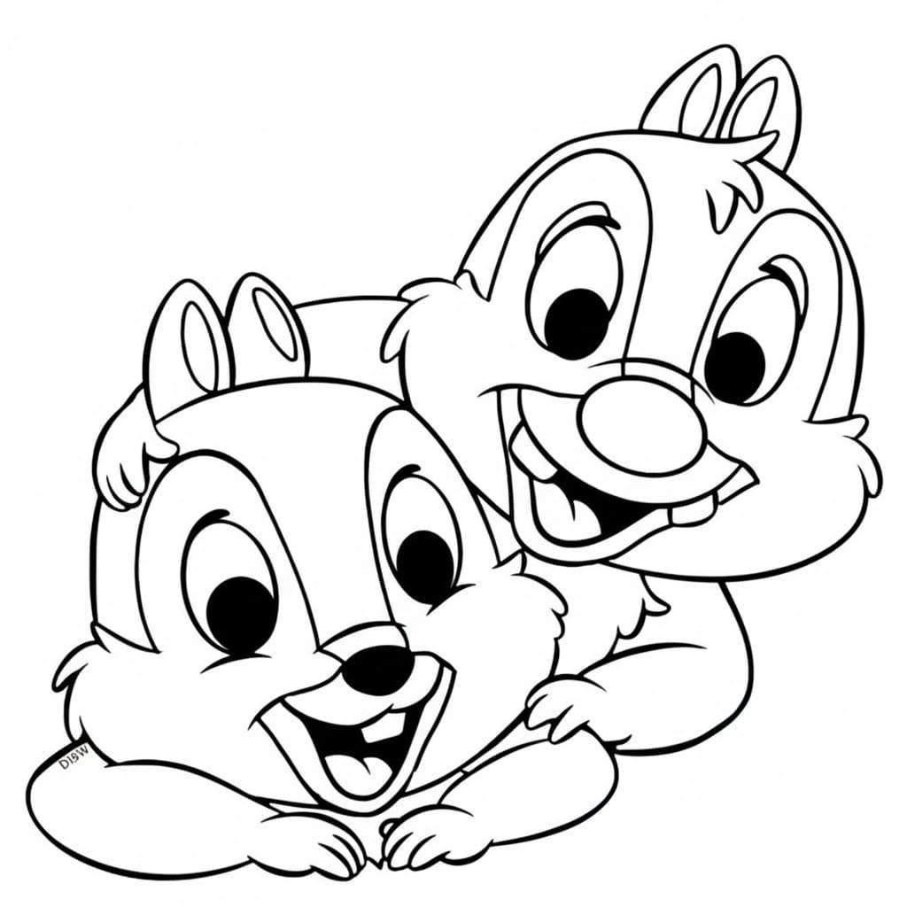 チップとデール 印刷 ぬりえ