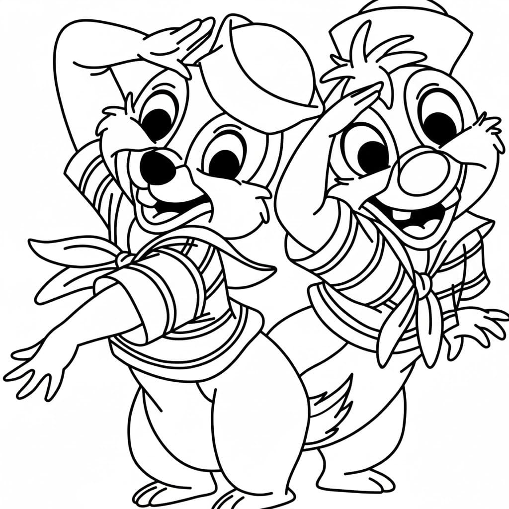 チップとデール 基本的な ぬりえ